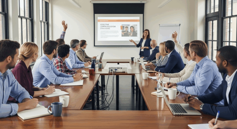 Employees participating in a strategic skills development workshop