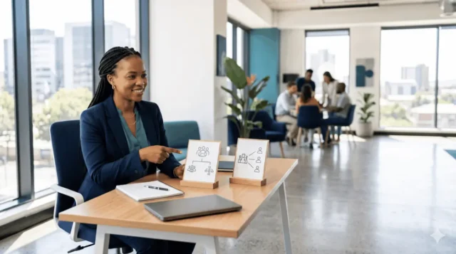 EOR vs PEO: a businessperson in a modern office clearly understanding the two employment models